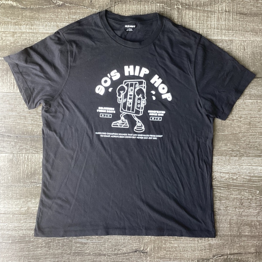 Old Navy L Black 90’s Hip Hop Cassette Graphic Tee Shirt Retro Music